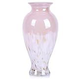 Artisanat exquis : le vase en verre soufflé à la main se distingue par sa texture unique et sa base blanche élégamment pointillée avec des teintes roses. Le rose gracieux et le blanc saupoudré se complètent, créant un effet visuel étonnant, tandis que les minuscules bulles dans la structure mettent en valeur son savoir-faire authentique.