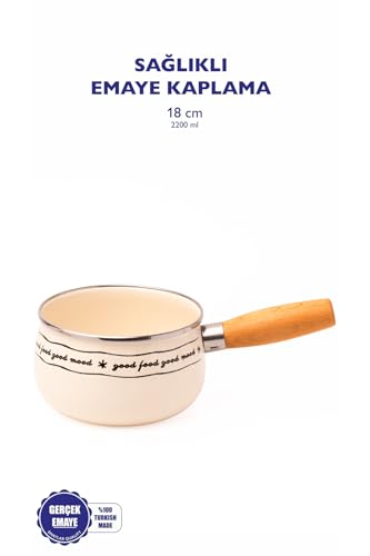 Mood Ahşap Saplı Emaye Haşlama Tavası 18 Cm (2,2 L)