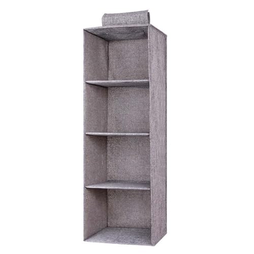 Closet Organizers and Storage System Wardrobe Collapsible Hanging Shelves Basket for Baby Clothes Dress Up Sweater College Dorm Essentials Bedroom Accessories Apartment for Guys Best (Grey 4 Cubes)
