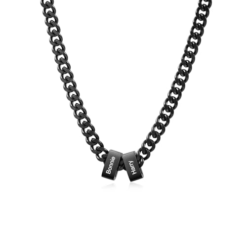 Presentimental Collier pour Homme avec Prénom Personnalisé Chaîne en Acier inoxydable Bijou Personnalisé pour Papa Mari Petit ami Cadeau pour la Fête Des...