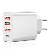 NHQZ Ladegerät, Adapter USB C, 4 Ports Mehrfach Ladegerät mit USB, Hohe Ladeeffizienz Reiseladegerät, Für Verschiedene Handymodelle Ladestecker Charger
