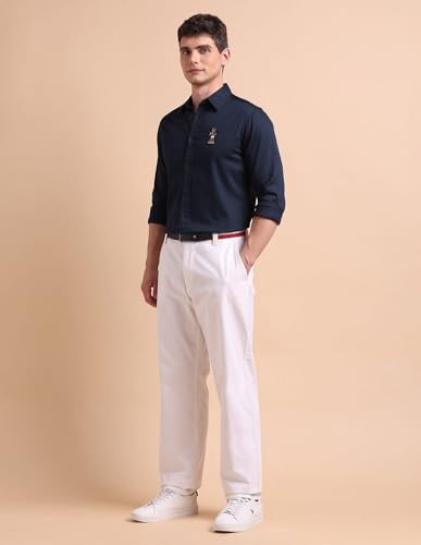 Image of U.S. POLO ASSN. Solid Tailored Fit Shirt for Men - 100% Cotton, Breathable & Comfortable, Full Sleeves Casual Shirt for Men