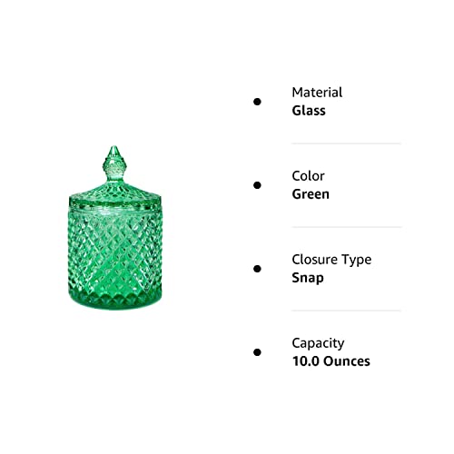 Sizikato Diamond Faceted Crystal Glass Candy Jar With Lid, Colorful Decorative Jar, Jewelry Box, Cotton Swab Storage Holder. #TOP7