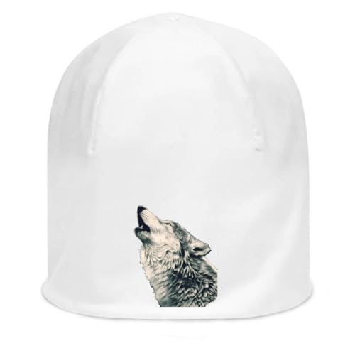 Bonnet fin stretch anti serrage en coton imprimé loup taille unique