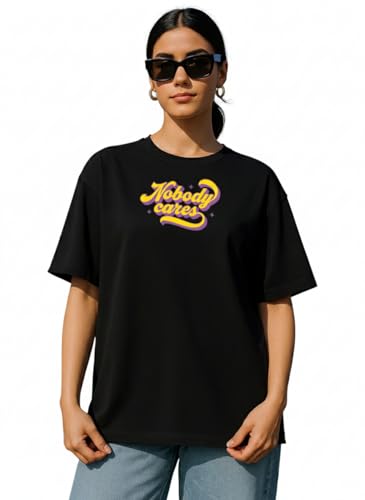 Image of Women's Printed Oversized T-Shirt with Half Sleeves and Round Neck, Soft Spun Fabric for Casual Wear (Size - S-2XL)