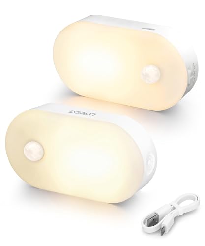 Lyridz LEDセンサーライト 人感センサー 足元灯 usb充電式 足元ライト 人感 ナイトライト 無段階明るさ調節 3つのモード 電球色 省エネ 廊下 寝室 玄関 階段 【2個セット·日本語取説】