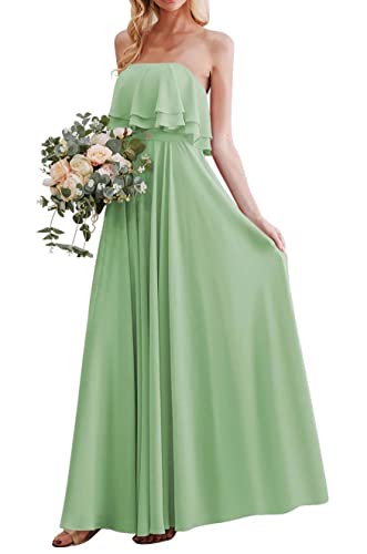 Robe demoiselle d'honneur longue sauge avec poches pour un mariage bohème chic