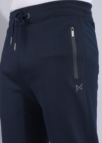Image of Force NXT Men's Super Combed Cotton Rich French Terry Fabric Solid Joggers | Active Joggers for Men | Comfortable Waistband with Zipper Pocket for Daily Workout