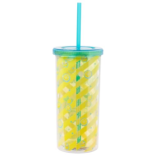 Image of Silver Buffalo Sanrio Hello Kitty & Friends Cinnamoroll Lemons and Lemonade Plastic Cold Cup with Lid & Straw, 20 Ounces (Pack of 12)