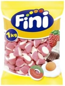 Strawberry Kisses Sweets 1kg   Soft Strawberry Flavoured Candy by Fini   Large Sharing Bag   Perfect for Parties & Sweet Tables