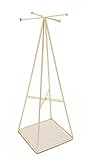 Umbra Prisma Jewelry Stand and Necklace Holder, Matte Brass