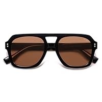SOJOS Retro Thick Polarized Aviator Sunglasses for Women Men, Large Trendy Bold Square Pilot Shades SJ2385, Black/Blush Tint