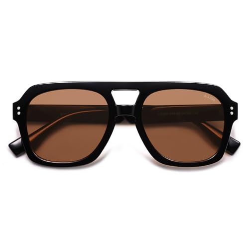Image of SOJOS Retro Thick Polarized Aviator Sunglasses for Women Men, Large Trendy Bold Square Pilot Shades SJ2385