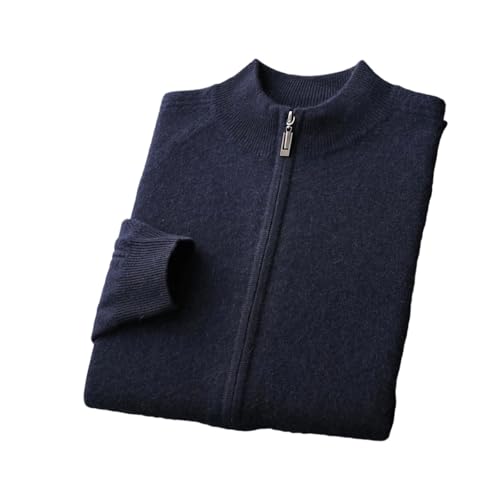Men's Cashmere Knit Cardigan Sweater Mock Neck Long Sleeve Zipper Fall Winter Casual Soft Outerwear