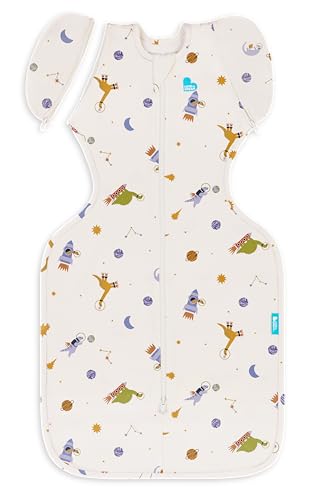 Image of Love to Dream Swaddle Up Transition Swaddle, 1.0 TOG, Patented Zip-Off Wings, Gently Help Baby Transition from Being Swaddled to Arms Free When Showing Signs of Rolling. 19-24 lbs, Space Dinos