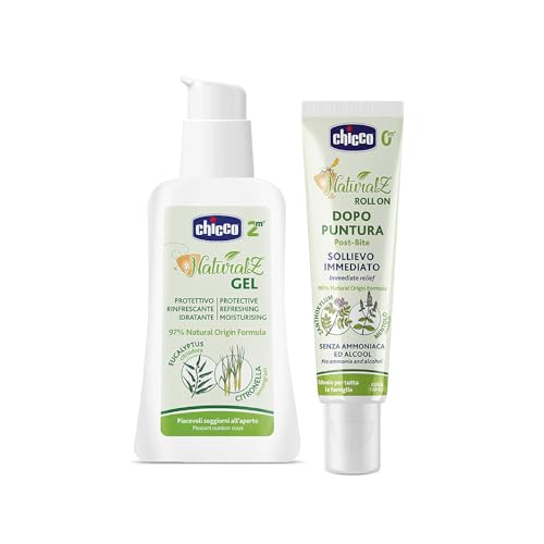 Chicco Set Protezione Naturale dagli Insetti, con Gel Protettivo 60 ml, Roll On Dopopuntura 10 ml, Protezione per l'Estate, con Citronella ed Eucalipto, Delicato sulla Pelle dei Bambini