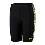 Speedo Jungen Boomstar Splice Schwimmhose, Schwarz/Gelb, 140 cm (9-10 Jahre)