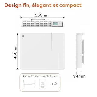 CIARRA Radiateur à Inertie Céramique et Film Chauffant 1000W - Double Technologie pour Petites Pièces (10-15m²) - WiFi, Programmateur, Sécurité Enfant - CBHTD10A-W