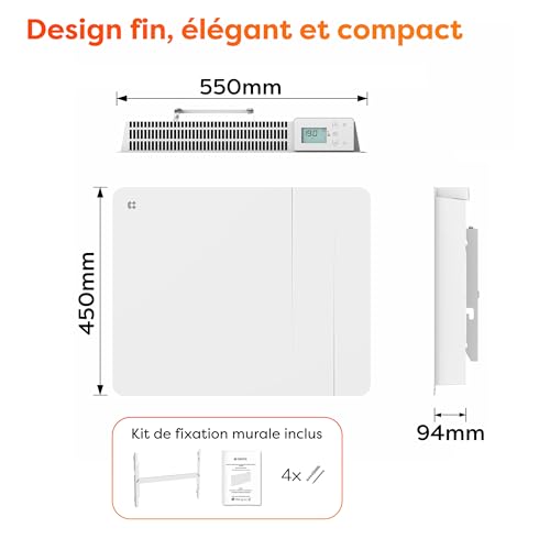 Radiateur inertie céramique CIARRA 1000W avec programmateur CBHTD10A-W - 3