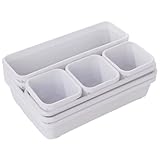 Gdfnmogo Aufbewahrungsbox-Set aus Kunststoff, 8-teilig, unterteilter Organizer für Haus und Garten, stapelbar, transparente Sichtbarkeitskisten mit Griffen, PP-Material, Weiß