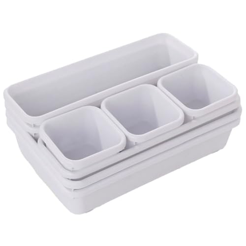 Gdfnmogo Aufbewahrungsbox-Set aus Kunststoff, 8-teilig, unterteilter Organizer für Haus und Garten, stapelbar, transparente Sichtbarkeitskisten mit Griffen, PP-Material, Weiß