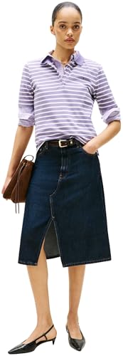 Tommy Hilfiger Damen Poloshirt Kurzarm 1985 Pique Regular Fit, Violett (Purple/Ecru STP), XS – Ansicht 4