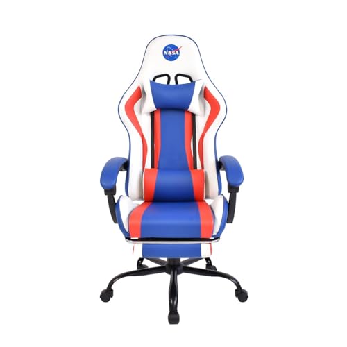 NASA DI013-WBR Silla Gaming, Reclinable con Brazos y Espaldar Ajustables, Silla Gamer Fabricada con Piel Sintética y Metal, Hasta 100kg