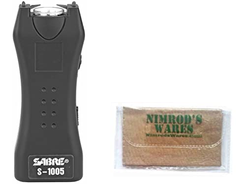 Nimrod's Wares Sabre Stun Gun + Flashlight + Holster Self-Defense Black S-1005-BK Bundle with Microfiber Cloth
