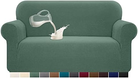 Granbest Stretch Wasserdicht Sofabezug 1 Stück Sofahusse Spandex Jacquard Elastische Couchbezug mit Anti-Rutsch-Schaumstoffe (2 Sitzer, Salbei)