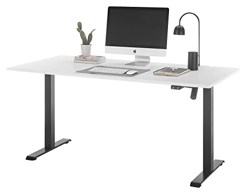 Home4You Schreibtisch - Schwarz - Weiß - Metallgestell - B 160 cm - elektrisch höhenverstellbar