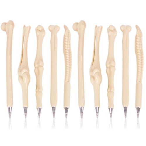 KKTICK 10 Stück Neuheit Knochen Kugelschreiber, 0,5mm Blau/Schwarz Tinte Neuheit Knochen Design Ballpiont, Neuheit Finger Knochenstifte, für Krankenschwester Doktor Künstler Büro Briefpapier Geschenk
