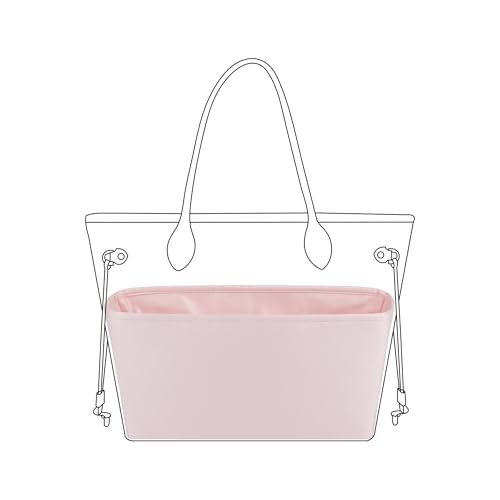 Image of DGAZ Purse Organizer Insert Fits Neverfull-Mini /PM /MM /GM Bags,Silk Bag Organizer,Luxury Handbag & Tote Shaper(GM, Pink)