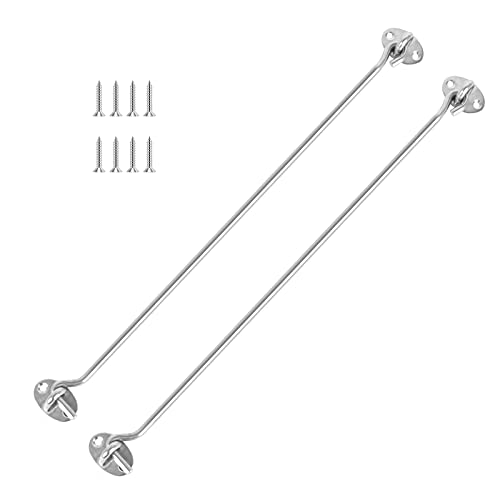 SUpoetry 2 Pièces Crochet de Cabine, Serrure à Crochet de Porte en Acier Inoxydable, Avec Vis de Montage, Pour FenêtrePorte de GrangePorte de Hangar, (16 ''/400 mm)...