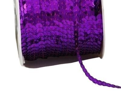 Cinta de encaje lentejuelas multicolor morado oscuro de 6 mm y 100 yardas para costura