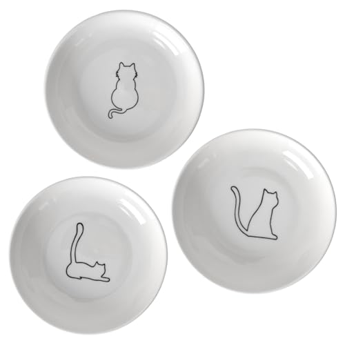 Luxvara 3 Pezzi Ciotole per Gatti,Ciotole per Animali in Ceramica, Ciotola Piatta Animali,Ciotola Cibo Gatto Ceramica,Ciotola Acqua Gatto,per Gatti, Cani di Piccola Taglia, Conigli e Piccoli Animali