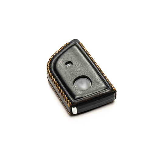 Image of Genuine Leather Smart Key Fob Case with Leather Key Strap Compatible for Acura MDX, RDX, ADX, TLX, INTEGRA - 4-Button, Black