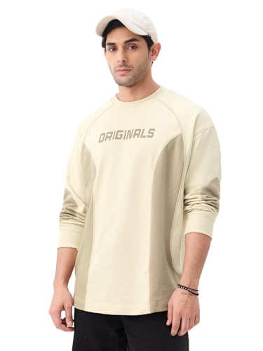 T-shirt surdimensionné en coton beige pour homme style streetwear