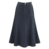 CATALOG CLASSICS Womens Long Denim Skirt Blue Jean Skirts for Women Midi Skirt - Dark Wash, 12