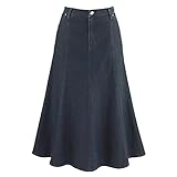 CATALOG CLASSICS Womens Long Denim Skirt Blue Jean Skirts for Women Midi Length - Dark Wash, 14