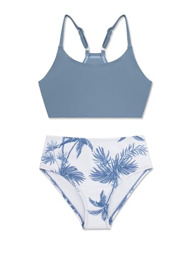 Image of SHEKINI Girls 3 Piece Printed Swimsuit High Waist Bikini Set with Cover Up Pants