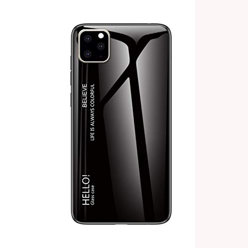 Coque rigide pour iPhone 11 Pro en verre trempé dégradé noir élégant