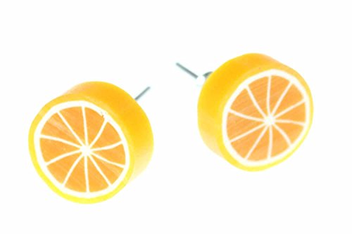 Miniblings Orange Ohrstecker Stecker Ohrringe Orangen Frucht Obst rund 1cm - Handmade Modeschmuck I Ohrringe Stecker Ohrschmuck