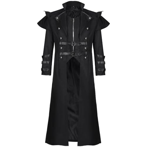 Generisch Disfraz de Steampunk, chaqueta de vampiro gótico, estilo victoriano, chaqueta de vampiro, disfraz de trinchera, abrigo largo, cómodo, elegante, informal, festivo, elegante, brocado, chaqueta