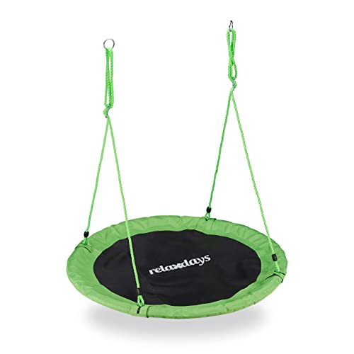 Relaxdays Columpio Jardín Nido de Altura Ajustable para Niños y Adultos, hasta 100 kg, Verde, ø...