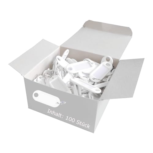 Wedo 262811800 Lot de 100 Porte-Clés avec Anneau Blanc