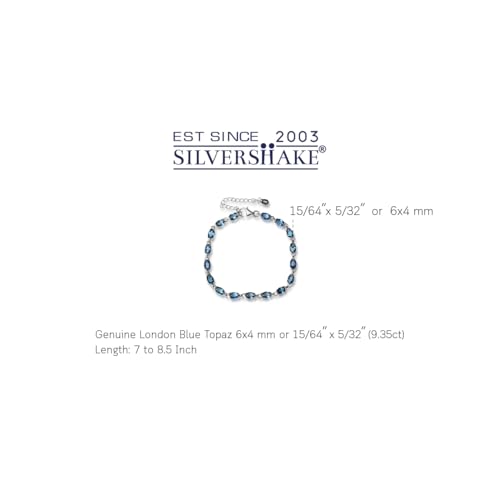 Silvershake 6X4mm Oval Shape Gemstone White Gold Plated 925 Sterling Silver Tennis 7 to 8.5 Inch Adjustable Bracelet Jewelry for Women2