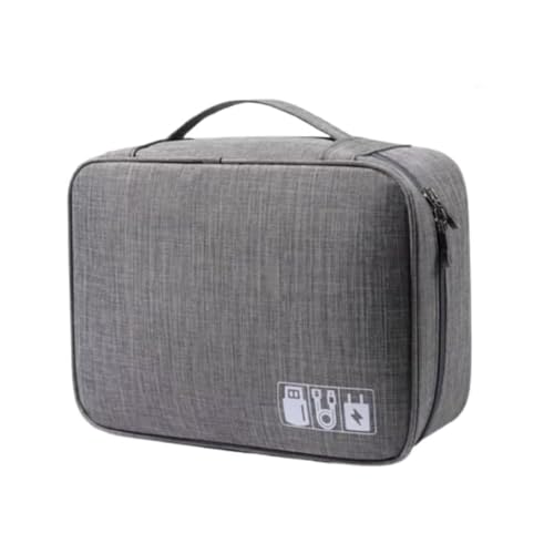 Estojo Organizador de Acessórios Eletrônicos com Divisórias Bolsa para Cabos e Carregadores Bolsa para Acessórios de Notebook (Cinza)