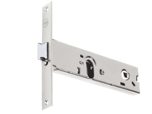 Cerradura de embutir para puertas de aluminio con pestillo reversible y frontal de acero inoxidable YALE - Entrada 80 - Frente 22