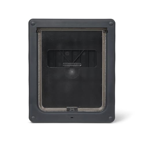 Dog Mate Lockable Medium Dog Door (215G) - Flap for Medium Dogs and Large Cats for UPVC wall and wood Securely Designed for your Pets Grey