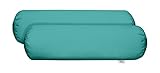 RSH Décor Sunbrella Jumbo Neck Roll Pillows – Set of 2 | 24” x 8” | Outdoor Bolster for Patio, Deck, Porch, or Poolside Chairs | Water & Fade-Resistant | Canvas Aruba | Turquoise-Made in USA